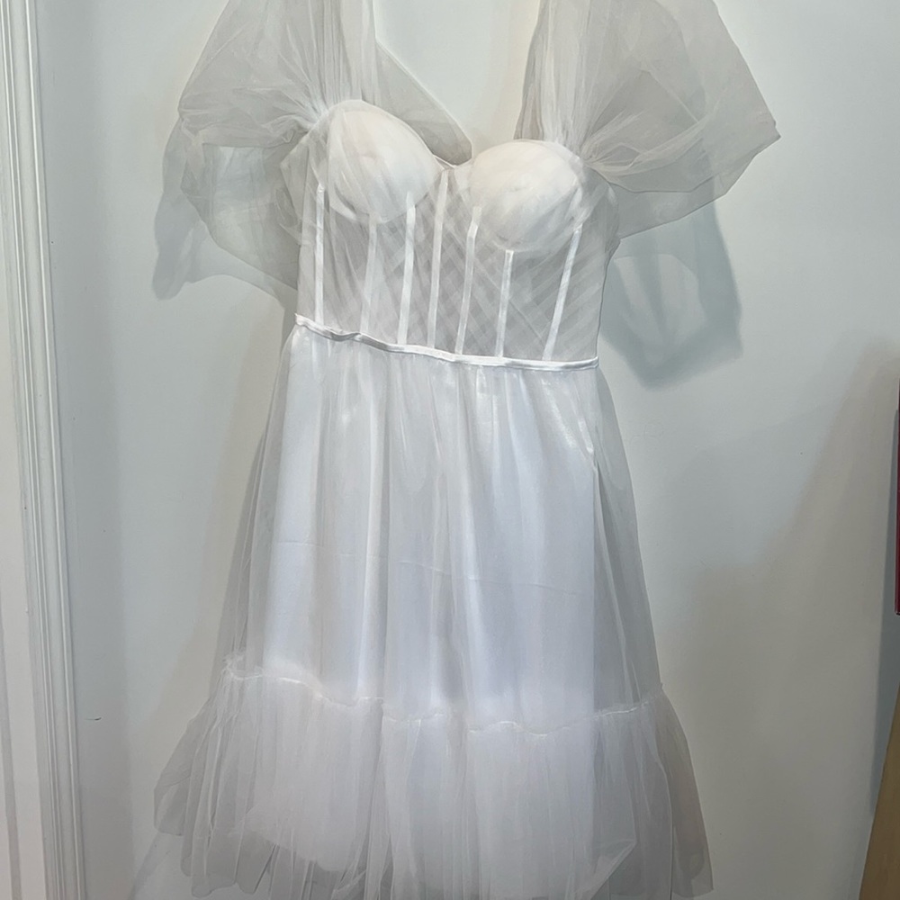 White tulle wedding dress